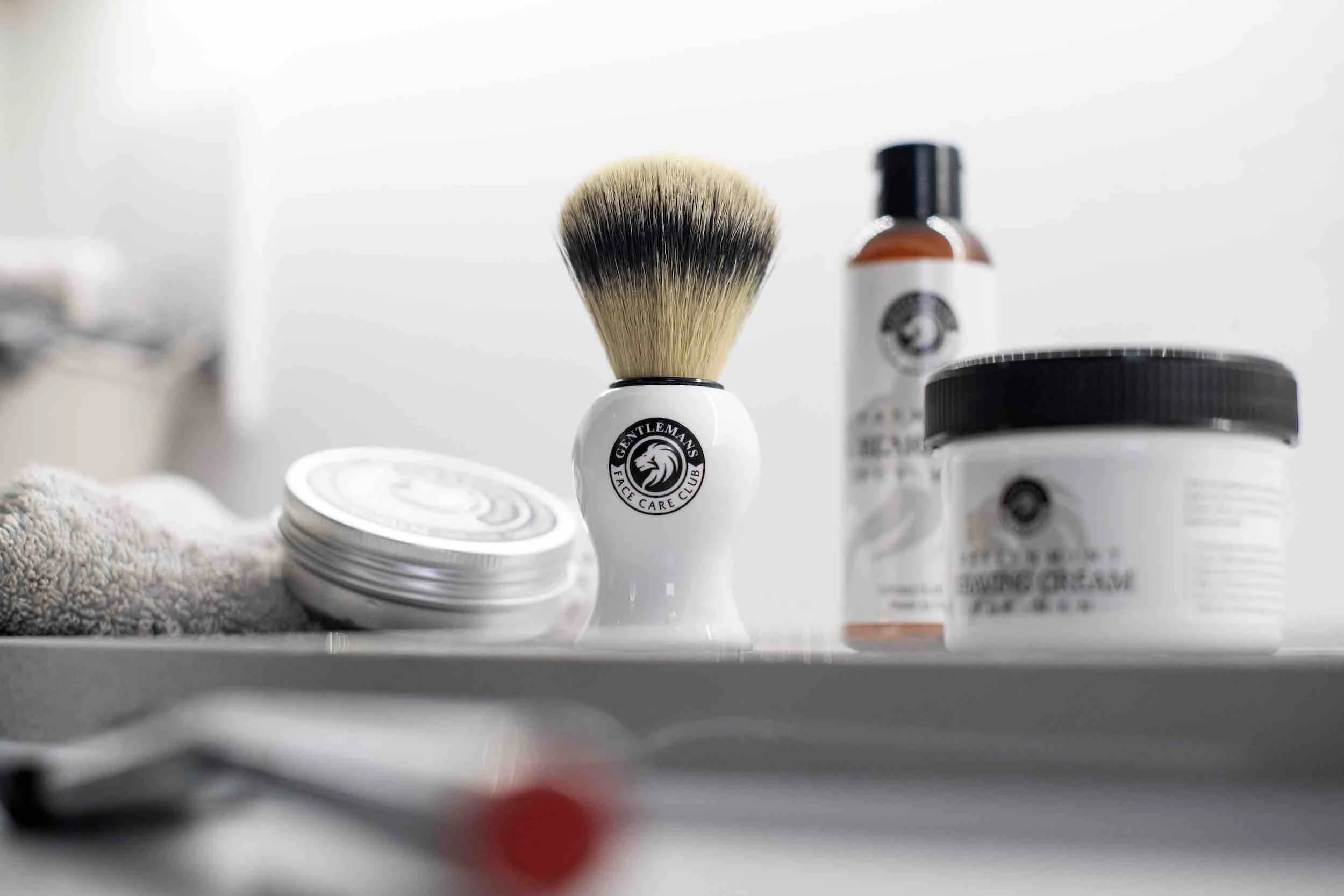 traditional shaving products - brush, cream and balm