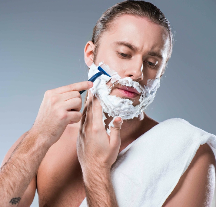 How to make your own shaving cream - man having a shave